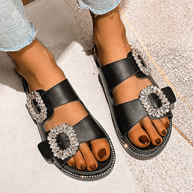 Bebebee Buckle Rhinestone Beach Sandals – Chyhua