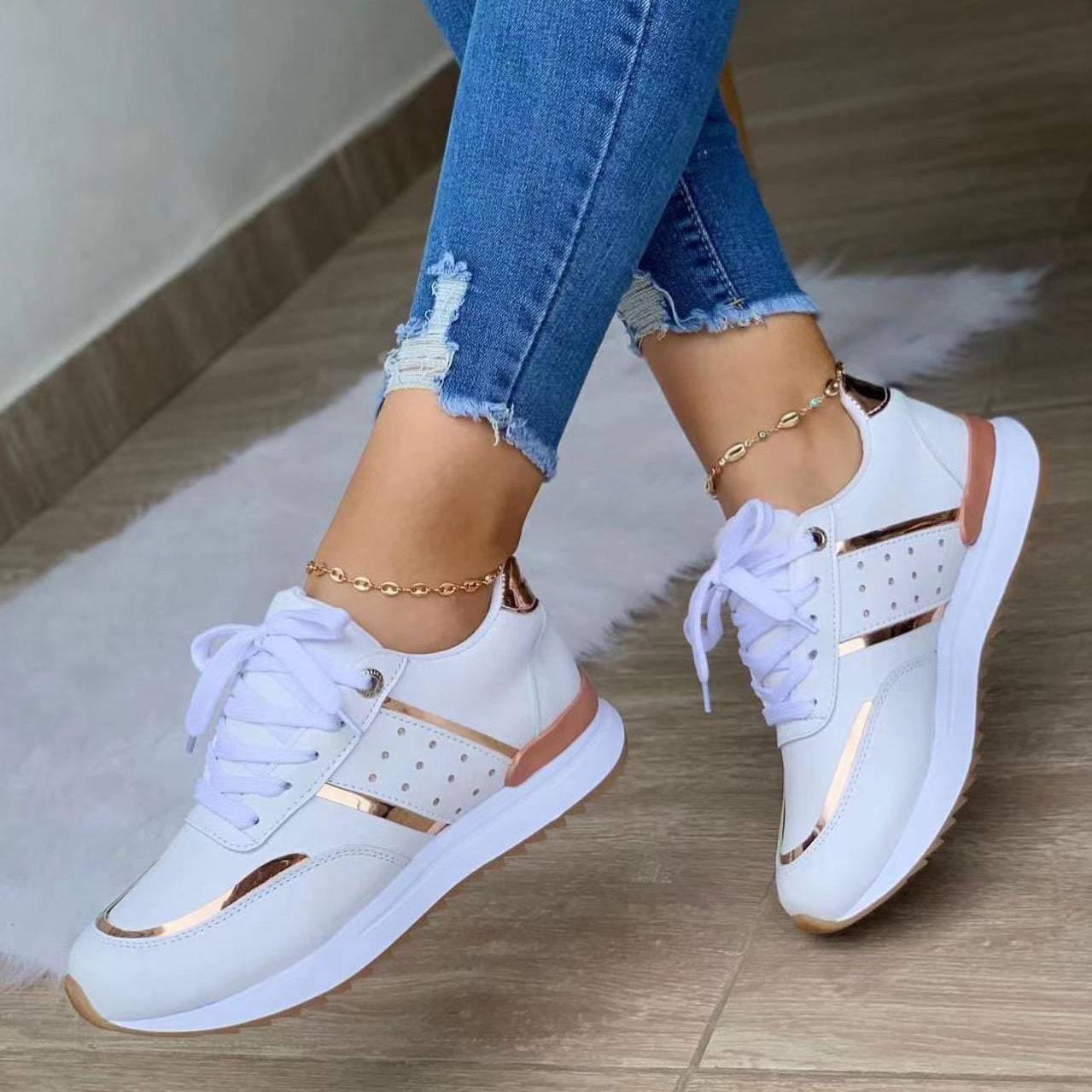 Platform Colorblock Casual Low-Top Sneakers – Chyhua