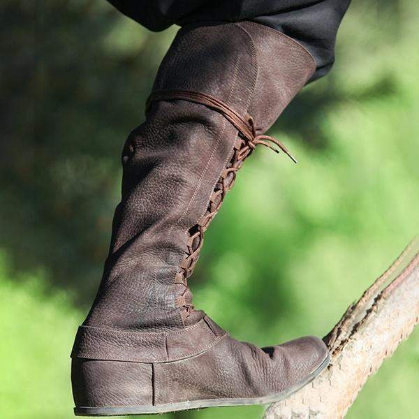 Medieval Fantasy Boots Mens Renaissance Footwear Vintage Retro Brown ...