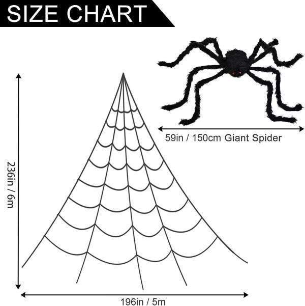 Spider Webs Halloween Decorations,236″ Spider Web and 59” Scary Giant ...