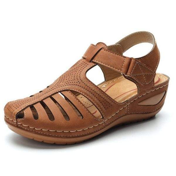 Bebebee - Soft PU Leather Closed Toe Vintage Anti-Slip Sandals - Image 9