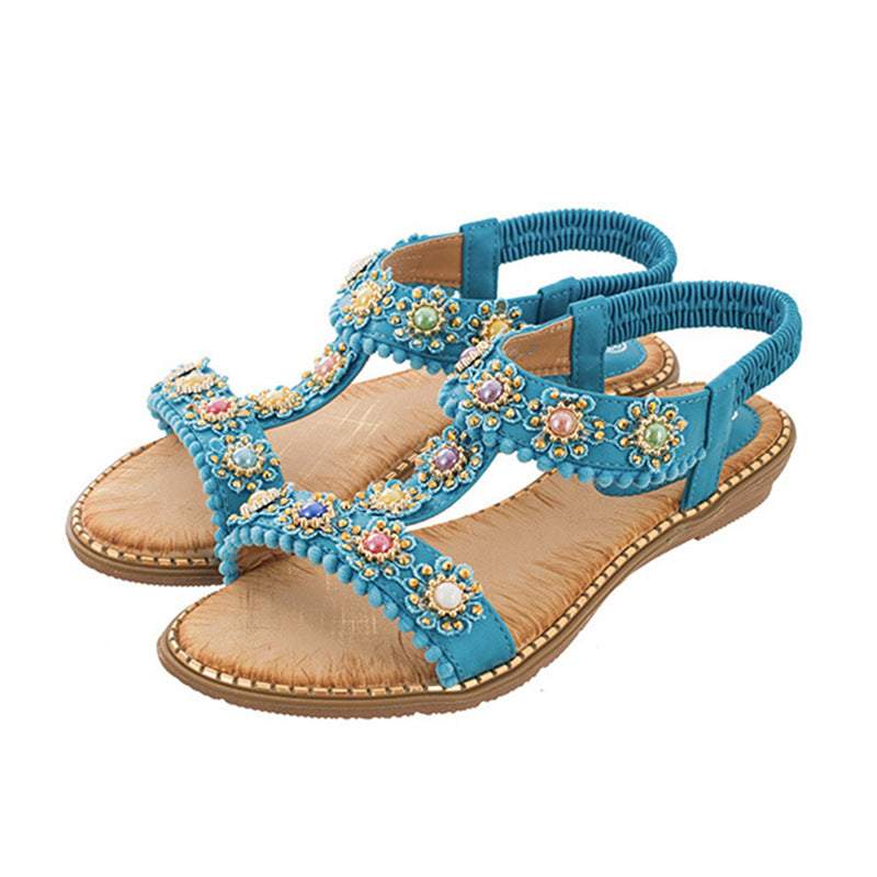 Bebebee Bohemian Colored Pearls Comfortable Flat Sandals - Image 9