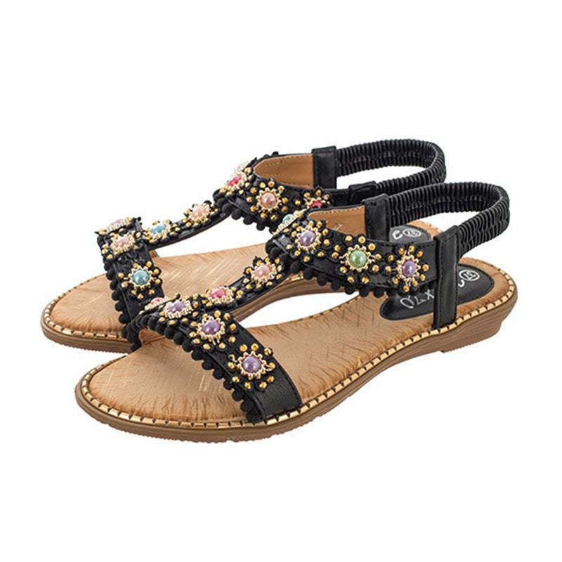 Bebebee Bohemian Colored Pearls Comfortable Flat Sandals - Image 8