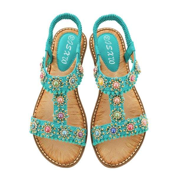 Bebebee Bohemian Colored Pearls Comfortable Flat Sandals - Image 10
