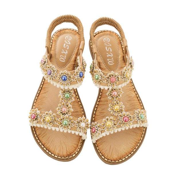 Bebebee Bohemian Colored Pearls Comfortable Flat Sandals - Image 7