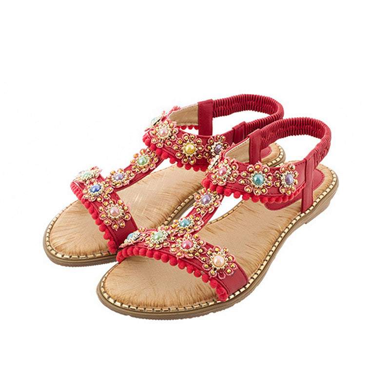 Bebebee Bohemian Colored Pearls Comfortable Flat Sandals - Image 20