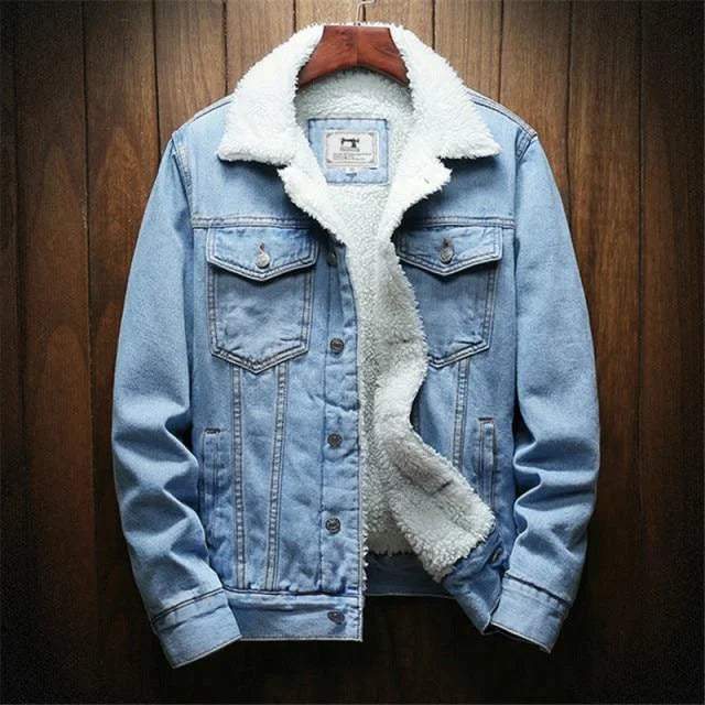 Mens Winter Warm Denim Jacket Coat Fleece/Cowboy Jeans Jacket – Chyhua