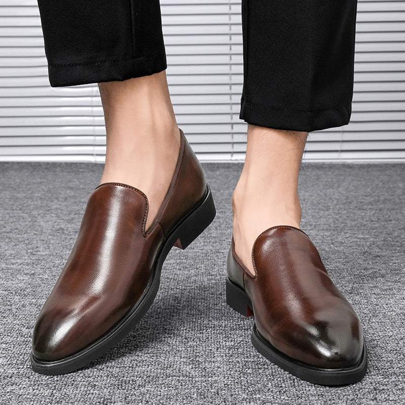 Men’s Vintage Leather Dress Shoes Red Bottom Shoes – Chyhua