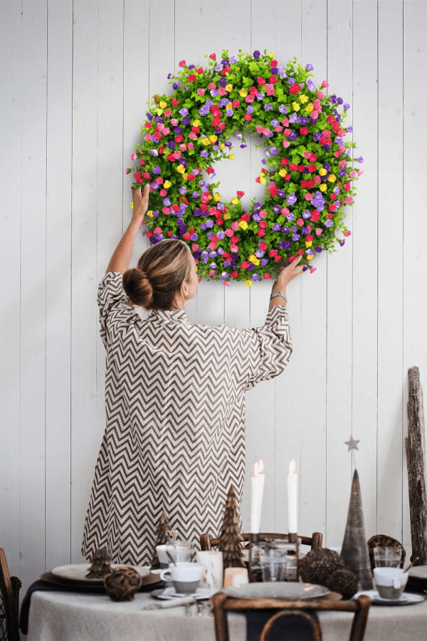 Farmhouse Colorful Cottage Wreath - Image 9