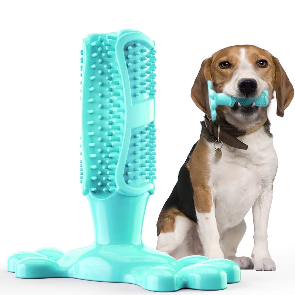 Dog Toothbrush Dog Chew Tooth Cleaner Brushing Stick Natural Rubber