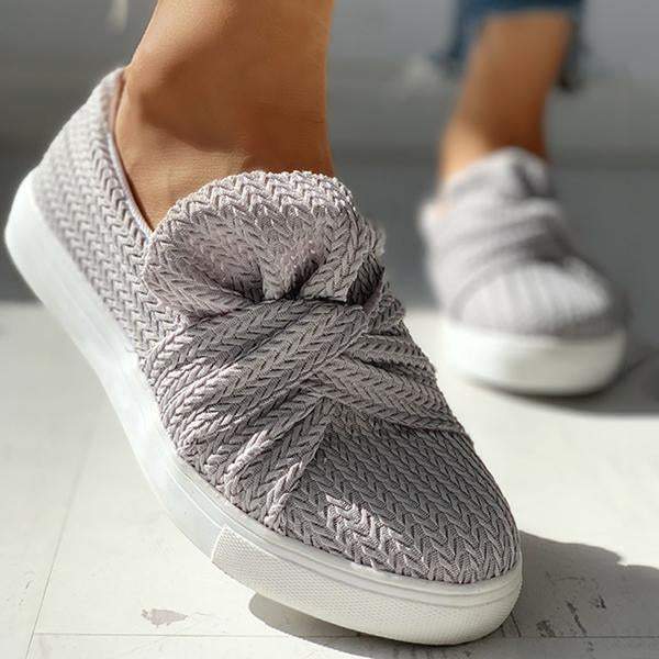 Women Bow Knitted Twist Sneakers Slip On Walking Shoes – Chyhua