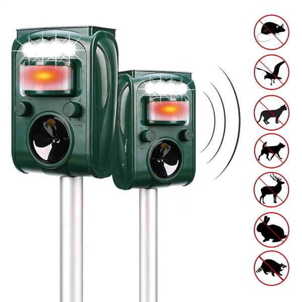 Highly Efficient Solar Ultrasonic Animal Repeller - With 5 Frequencies, Repels Moles, Squirrels, Deer, Snakes, Cats, Dogs, Raccoons, Skunks, Foxes, Birds - Image 4