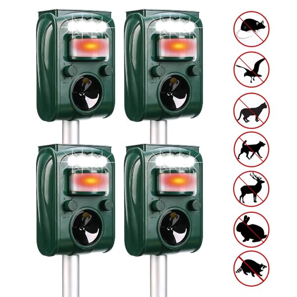 Highly Efficient Solar Ultrasonic Animal Repeller - With 5 Frequencies, Repels Moles, Squirrels, Deer, Snakes, Cats, Dogs, Raccoons, Skunks, Foxes, Birds - Image 5