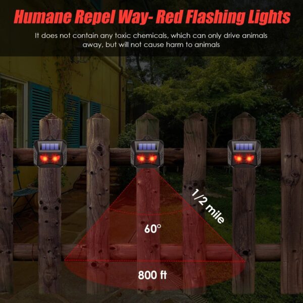 Solar Nocturnal Animal Repeller - With Red LED Light - For Skunk, Deer, Coyote, Fox, Raccoon, Cat, Garden, Yard, Farm Chicken Coop - Image 3