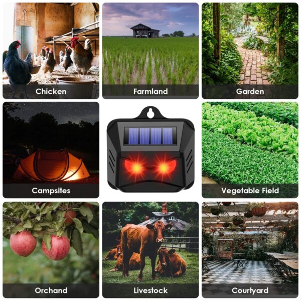 Solar Nocturnal Animal Repeller - With Red LED Light - For Skunk, Deer, Coyote, Fox, Raccoon, Cat, Garden, Yard, Farm Chicken Coop - Image 11