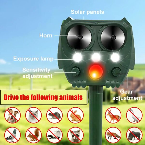 Solar Ultrasonic Animal & Pet Repeller Motion Sensor Repels Birds, Snakes, Raccoons, Skunks, Deer, Cats, Dogs, Rats - Image 15