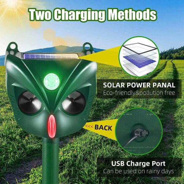 Ultrasonic Solar Yard Animal Repeller with Motion Sensor and Flash Light - For Rodents Squirrel Dogs - Image 15