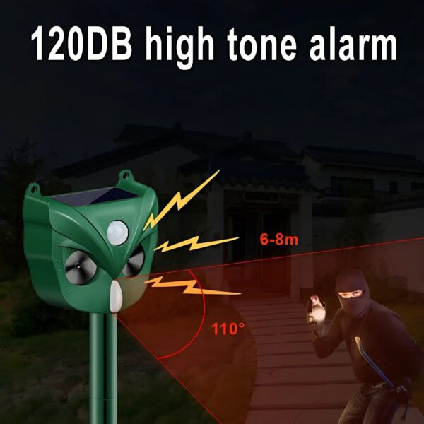 Ultrasonic Solar Yard Animal Repeller with Motion Sensor and Flash Light - For Rodents Squirrel Dogs - Image 3